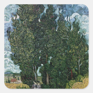 Vincent van Gogh   The cypresses, c.1889-90 Square Sticker