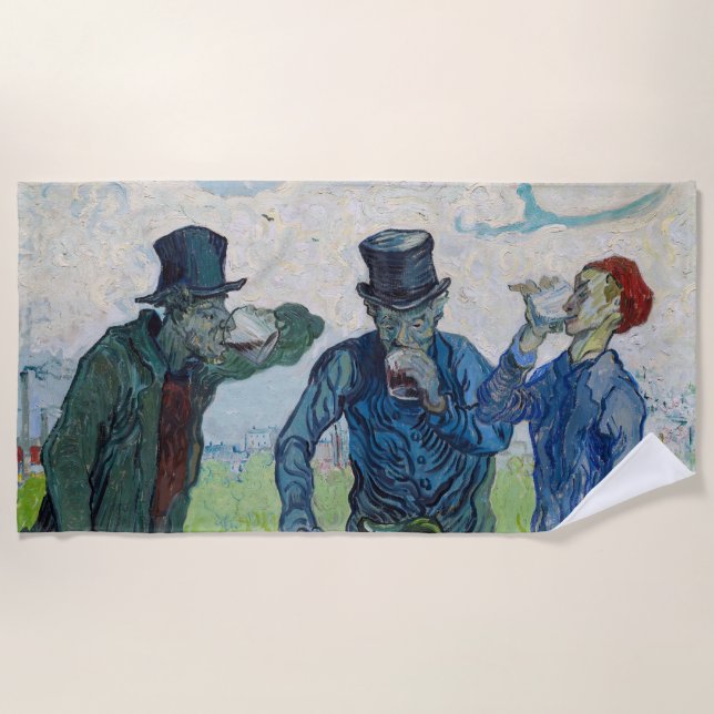 Vincent van Gogh - The Drinkers, after Daumier Beach Towel (Front)