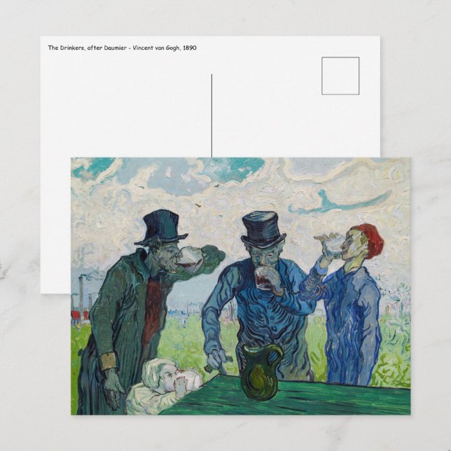 Vincent van Gogh - The Drinkers, after Daumier Postcard (Front/Back)