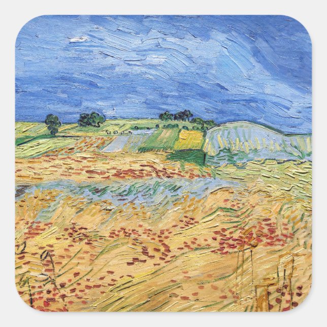 Vincent van Gogh - The fields / Plain at Auvers Square Sticker (Front)
