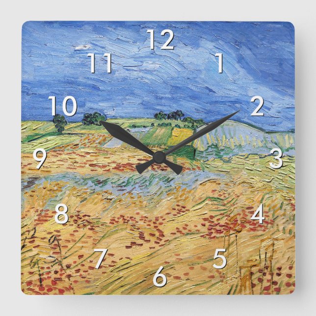 Vincent van Gogh - The fields / Plain at Auvers Square Wall Clock (Front)