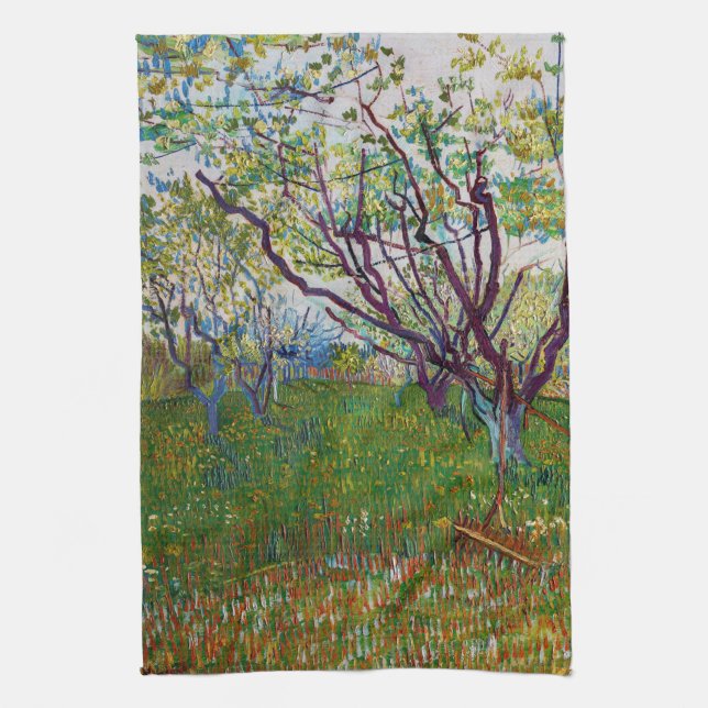 Vincent van Gogh - The Flowering Orchard Tea Towel (Vertical)