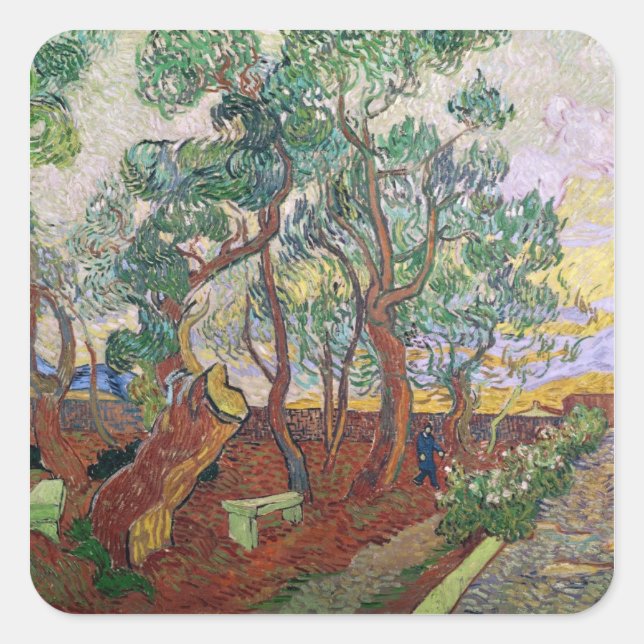 Vincent van Gogh | The Garden of St. Paul Hospital Square Sticker (Front)