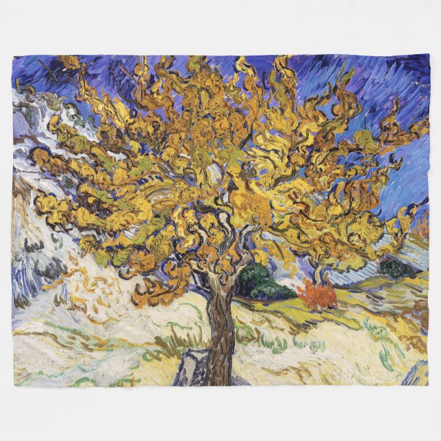Vincent van Gogh - The Mulberry Tree Fleece Blanket (Front (Horizontal))