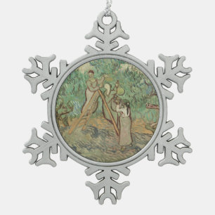 Vincent Van Gogh   The Olive Orchard Snowflake Pewter Christmas Ornament