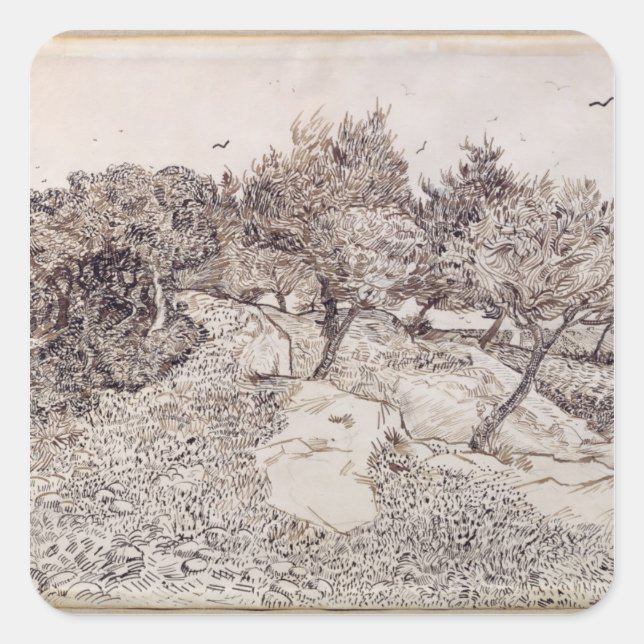 Vincent van Gogh | The Olive Trees Square Sticker (Front)