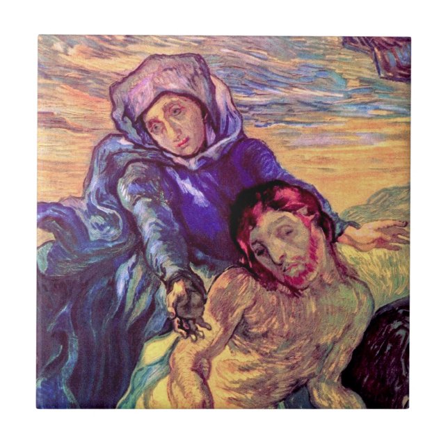 Vincent Van Gogh - The Pieta - Jesus & Virgin Mary Ceramic Tile (Front)