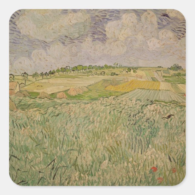 Vincent van Gogh | The Plain at Auvers, 1890 Square Sticker (Front)