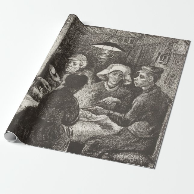 Vincent Van Gogh The Potato Eaters lithograph Wrapping Paper (Unrolled)