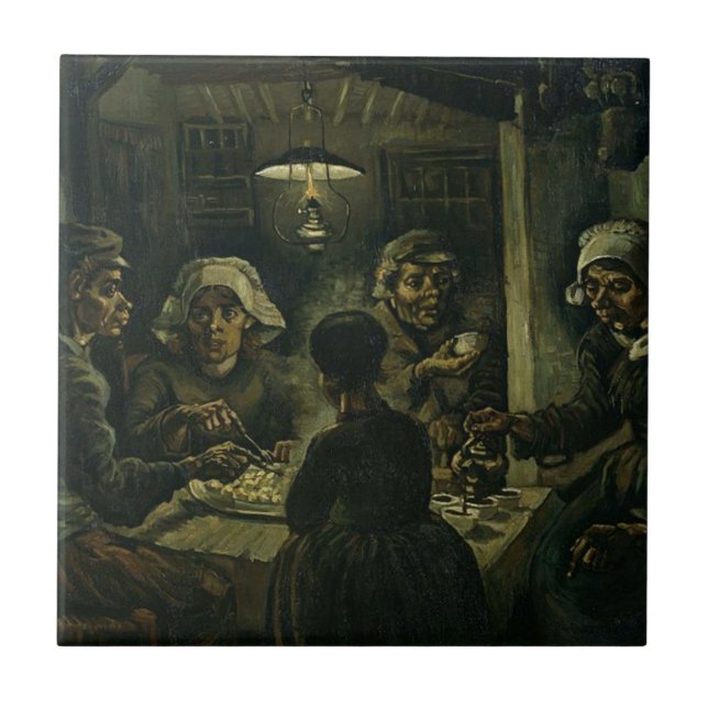 Vincent Van Gogh The Potato Eaters Painting. Art Ceramic Tile (Front)