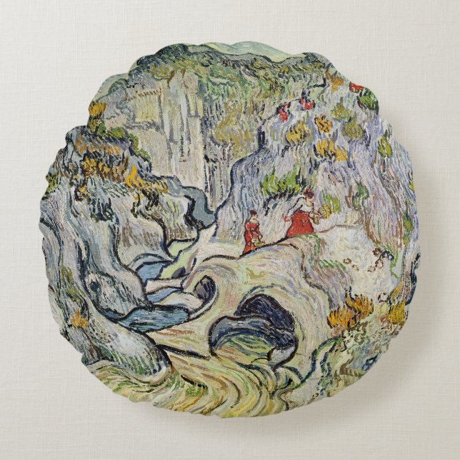 Vincent van Gogh | The ravine of the Peyroulets Round Cushion (Front)