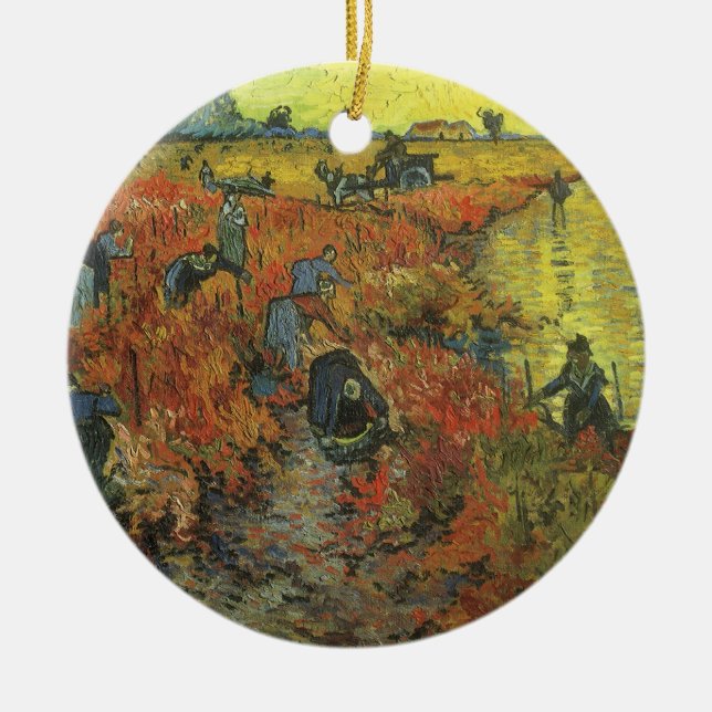 Vincent van Gogh - The Red Vineyard Ceramic Tree Decoration (Front)