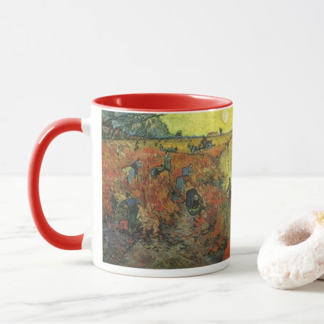 Vincent van Gogh - The Red Vineyard Mug (With Donut)