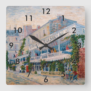 Vincent van Gogh - The Restaurant de la Sirene Square Wall Clock