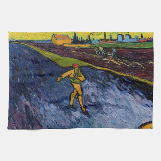 Vincent van Gogh - The Sower: Outskirts of Arles Tea Towel (Horizontal)