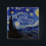 Vincent Van Gogh - The Starry night 15 Cm Square Badge<br><div class="desc">The Starry Night / La nuit etoilee - Vincent Van Gogh in 1889</div>