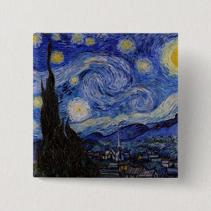 Vincent Van Gogh - The Starry night 15 Cm Square Badge