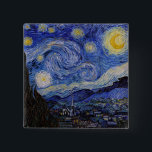 Vincent Van Gogh - The Starry night 15 Cm Square Badge<br><div class="desc">The Starry Night / La nuit etoilee - Vincent Van Gogh in 1889</div>