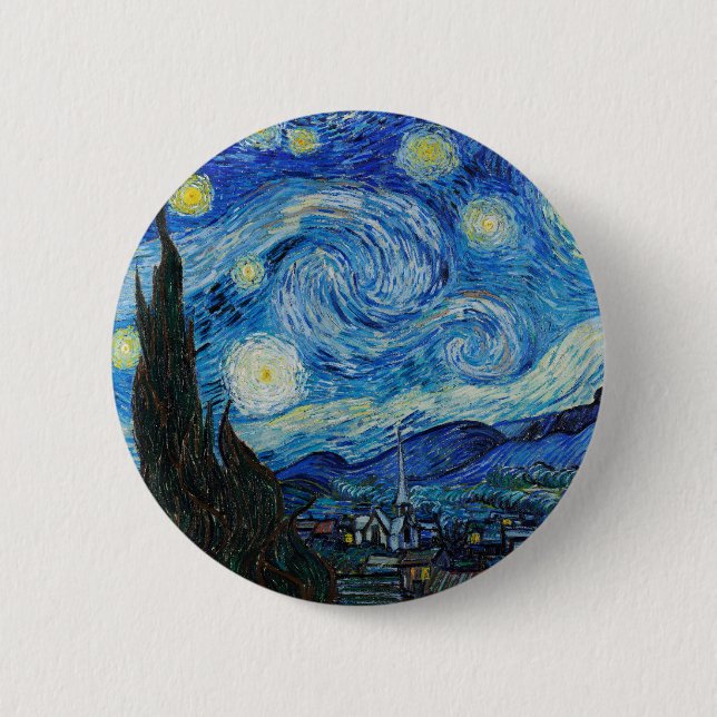 Vincent Van Gogh The Starry Night 6 Cm Round Badge (Front)