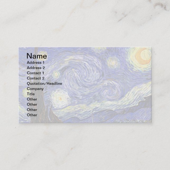 Vincent Van Gogh - The Starry Night Fine Art Business Card (Front)
