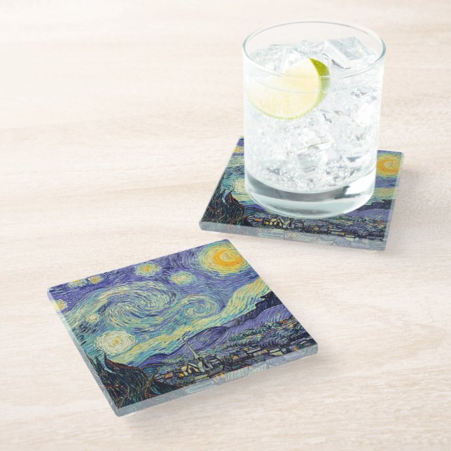Vincent Van Gogh/ The Starry Night    Glass Coaster (Angled)