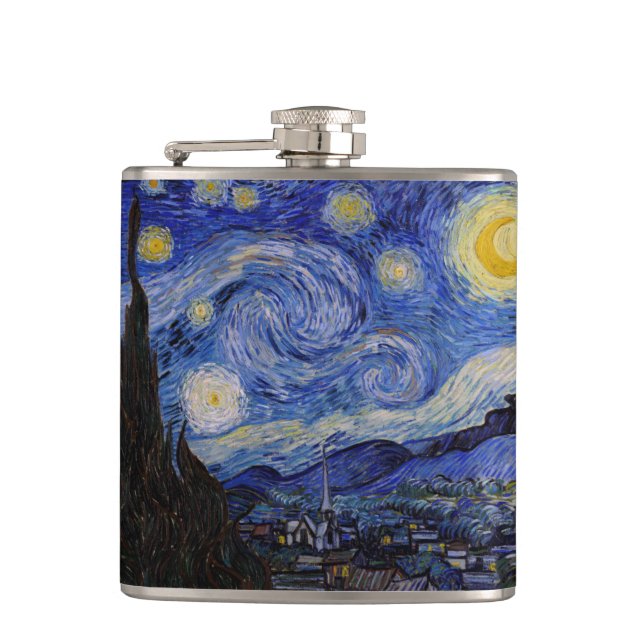Vincent Van Gogh - The Starry night Hip Flask (Front)