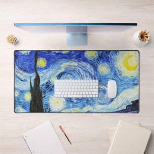 Vincent Van Gogh, The Starry Night painting Desk Mat