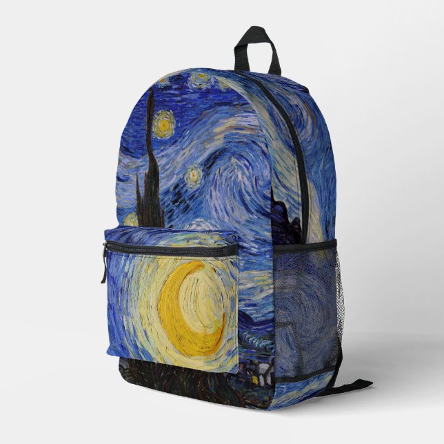 Vincent Van Gogh - The Starry night Printed Backpack (Back Corner Right)