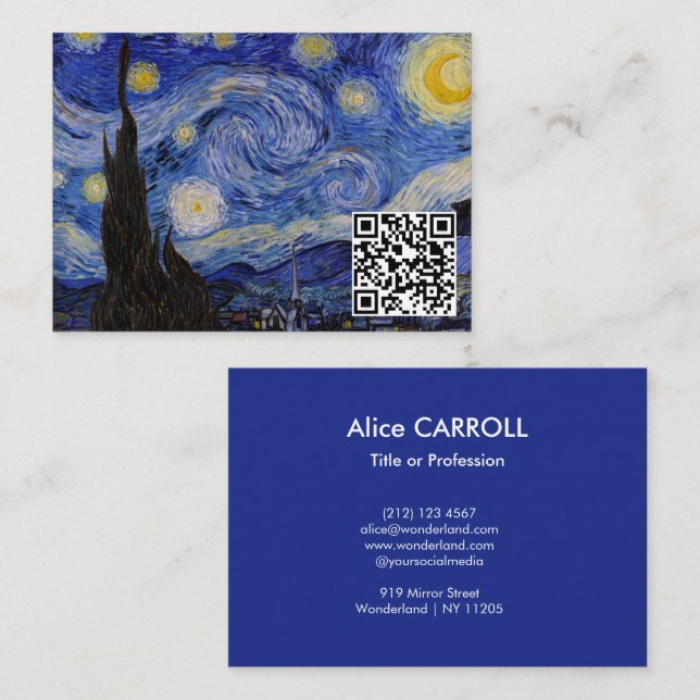 Vincent Van Gogh - The Starry Night - QR Code Business Card (Front/Back)