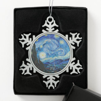 Vincent Van Gogh The Starry Night Snowflake Pewter Christmas Ornament