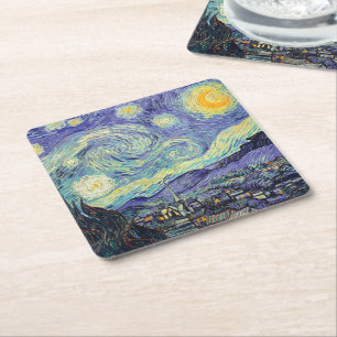 Vincent Van Gogh/ The Starry Night     Square Paper Coaster