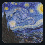 Vincent Van Gogh - The Starry night Square Sticker<br><div class="desc">The Starry Night / La nuit etoilee - Vincent Van Gogh in 1889</div>