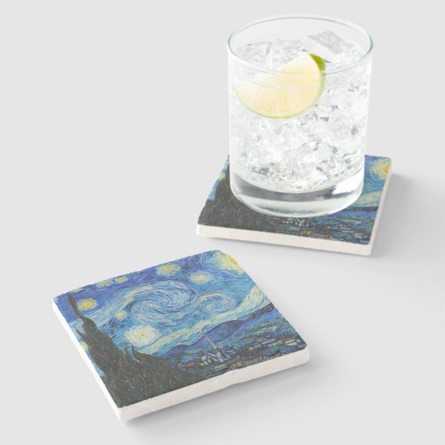 Vincent Van Gogh The Starry Night Stone Coaster (Side)