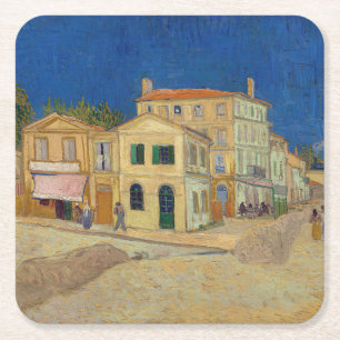Vincent van Gogh - The Yellow House / The Street Square Paper Coaster