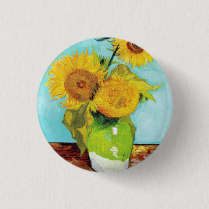 Vincent Van Gogh Three Sunflowers In a Vase 3 Cm Round Badge