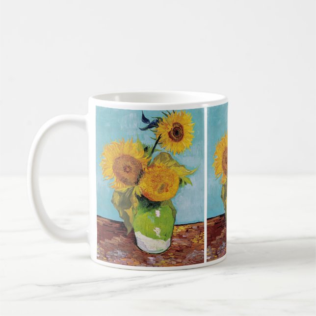 Vincent Van Gogh - Three Sunflowers in a Vase Coffee Mug (Left)