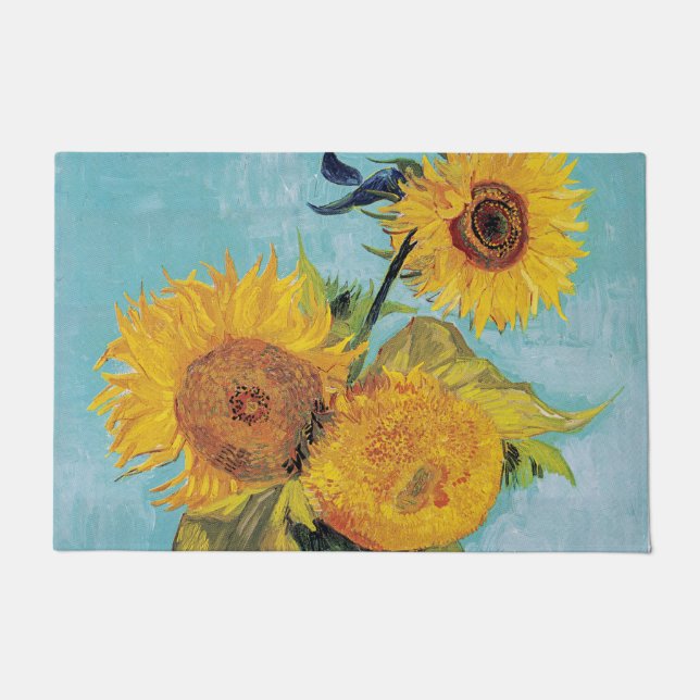 Vincent Van Gogh - Three Sunflowers in a Vase Doormat (Front)