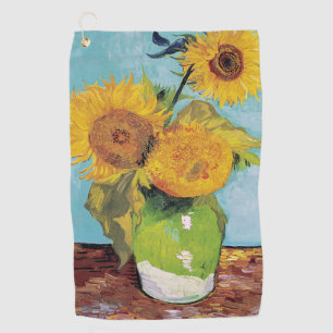 Vincent Van Gogh - Three Sunflowers in a Vase Golf Towel