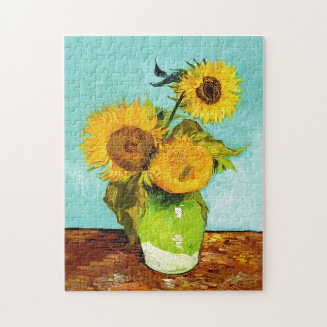 Vincent Van Gogh Three Sunflowers In A Vase Jigsaw Puzzle (Vertical)