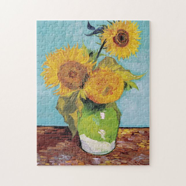 Vincent Van Gogh - Three Sunflowers in a Vase Jigsaw Puzzle (Vertical)