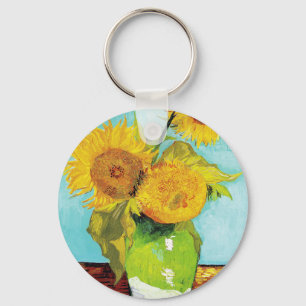 Vincent Van Gogh Three Sunflowers In a Vase Key Ring