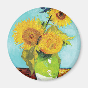 Vincent Van Gogh Three Sunflowers In a Vase Magnet