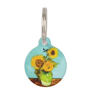 Vincent Van Gogh Three Sunflowers In A Vase Pet Tag