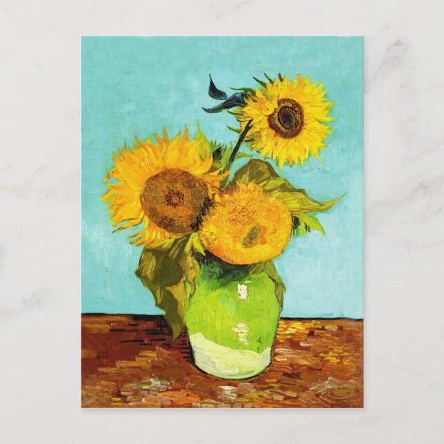 Vincent Van Gogh Three Sunflowers In A Vase Postcard (Front)