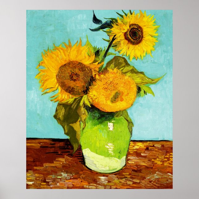 Vincent Van Gogh Three Sunflowers In A Vase Poster (Front)