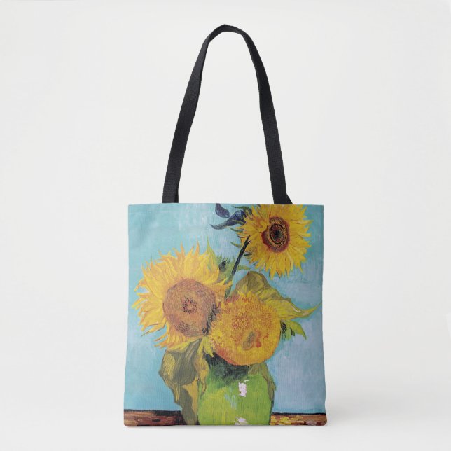 Vincent Van Gogh - Three Sunflowers in a Vase Tote Bag (Front)