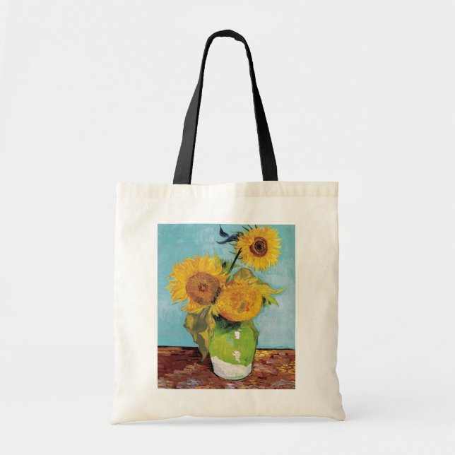Vincent Van Gogh - Three Sunflowers in a Vase Tote Bag (Front)