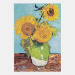 Vincent Van Gogh - Three Sunflowers in a Vase Wrapping Paper Sheet<br><div class="desc">Three Sunflowers in a Vase / Vase avec trois tournesols - Vincent Van Gogh,  August 1888 - Sunflowers 1888 first version (F453)</div>