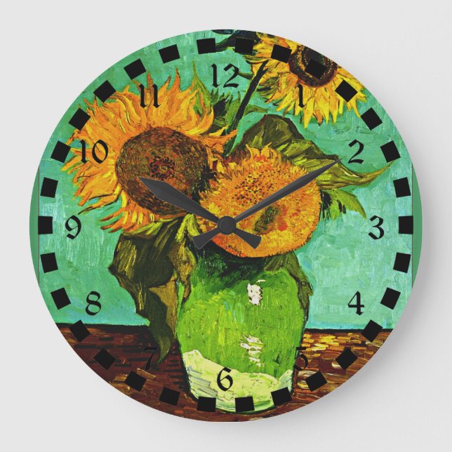Vincent van Gogh - Three Sunflowers Large Clock (Front)