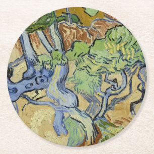 Vincent van Gogh - Tree roots Round Paper Coaster